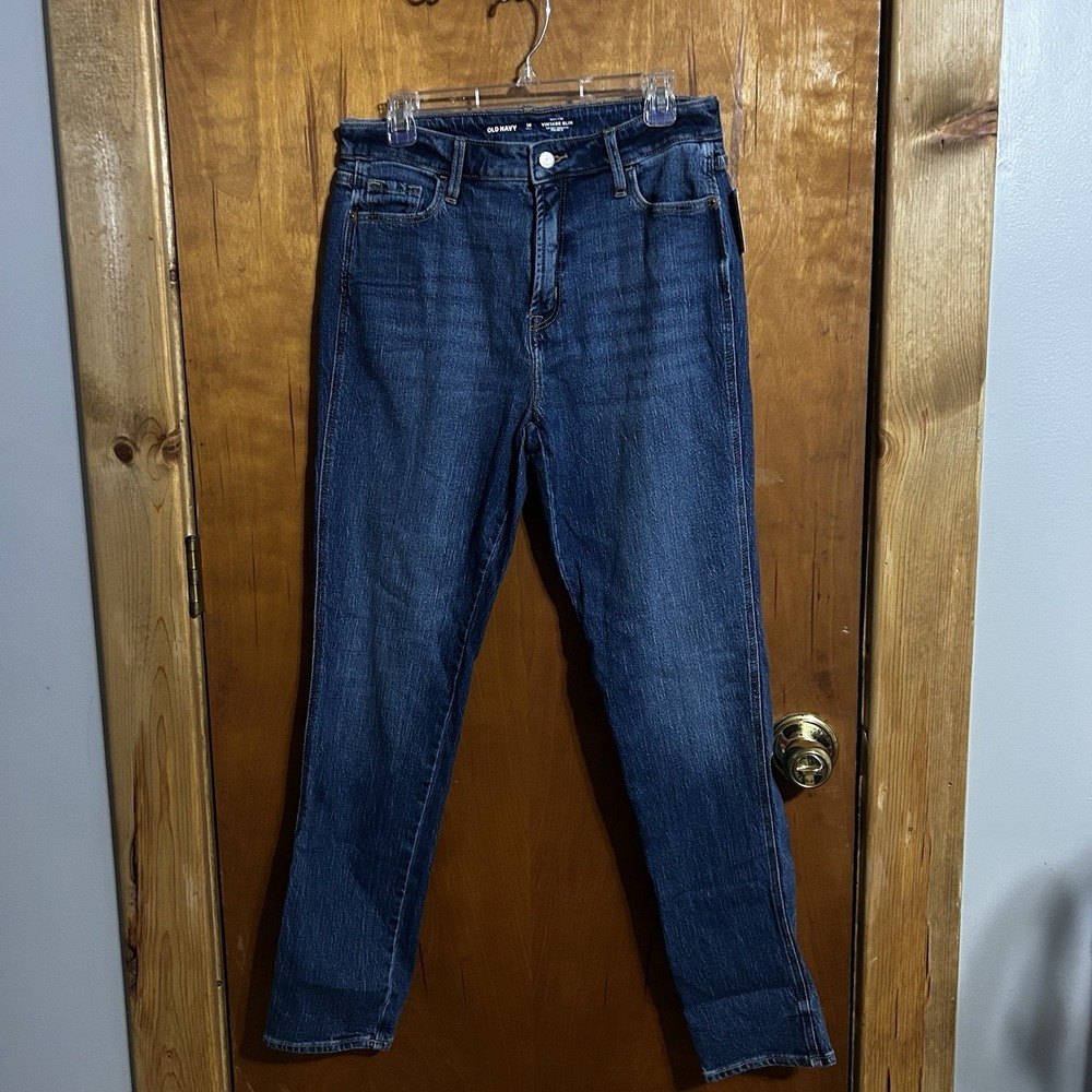 Old Navy Jeans Womens 10 Tall Blue High-Rise Vintage Slim Secret  Pockets NWT